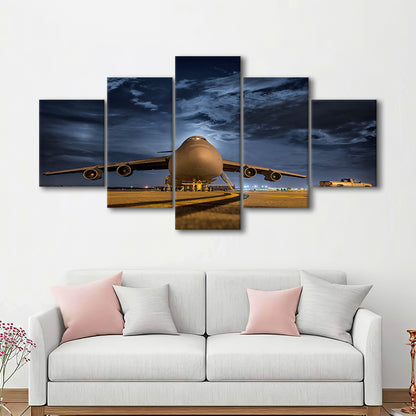 Lockheed C 5 Galaxy Plane Canvas Set Wall Art Prints, Heavy Aviation Artwork, 5 Piece Large Cavas Print Wall Art