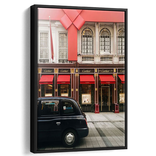 London Christmas Print Christmas Red Holiday Print London Gift For Her, Framed Canvas Prints Wall Art