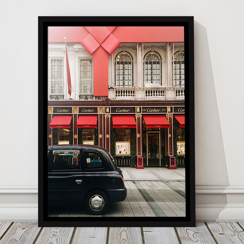 London Christmas Print Christmas Red Holiday Print London Gift For Her, Framed Canvas Prints Wall Art