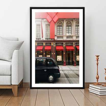 London Christmas Print Christmas Red Holiday Print London Gift For Her, Framed Art Prints White Border Wall Decor