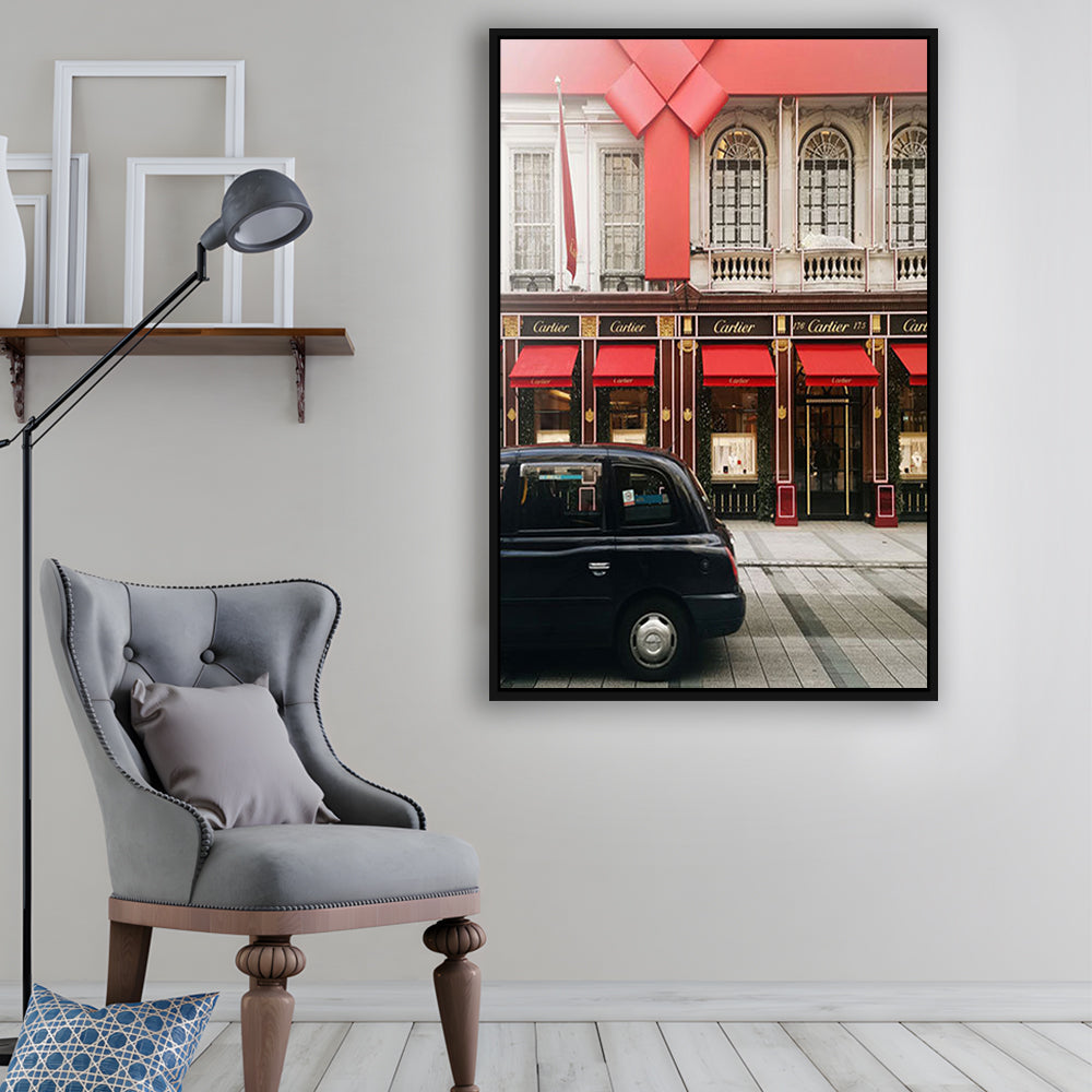 London Christmas Print Christmas Red Holiday Print London Gift For Her, Framed Canvas Prints Wall Art