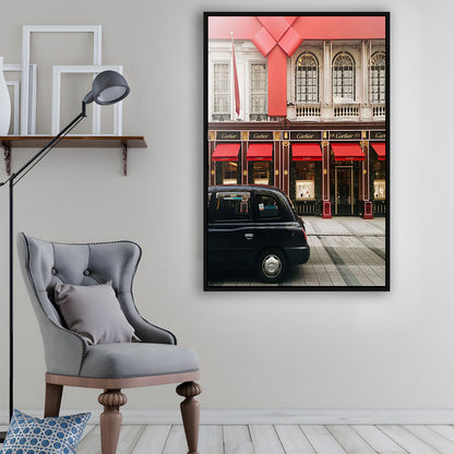 London Christmas Print Christmas Red Holiday Print London Gift For Her, Framed Canvas Prints Wall Art