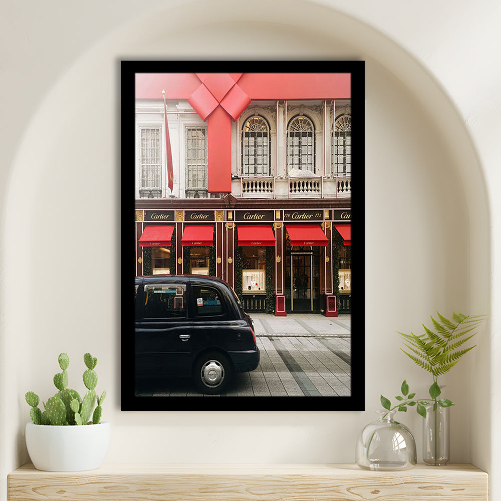 London Christmas Print Christmas Red Holiday Print London Gift For Her, Framed Art Prints Wall Decor