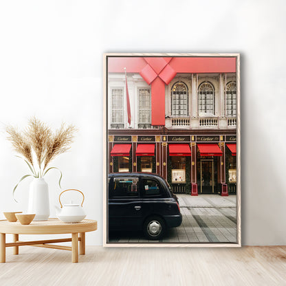 London Christmas Print Christmas Red Holiday Print London Gift For Her, Framed Canvas Prints Wall Art