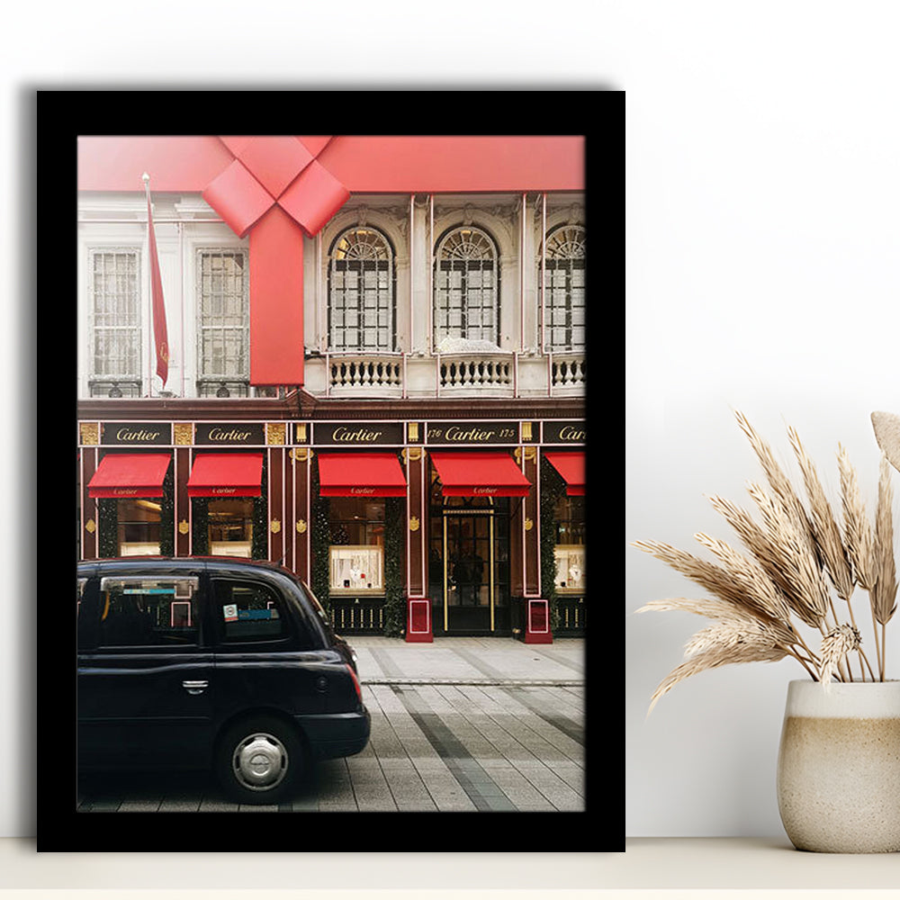 London Christmas Print Christmas Red Holiday Print London Gift For Her, Framed Art Prints Wall Decor