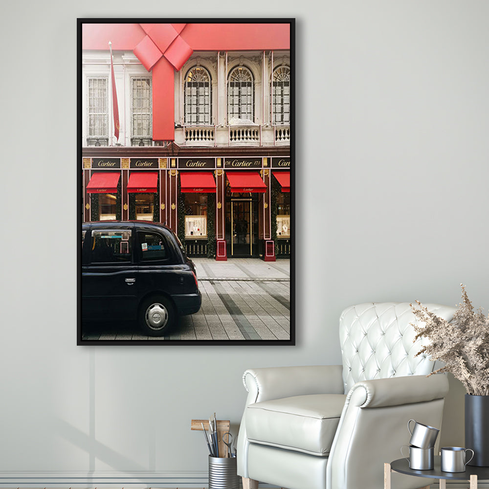 London Christmas Print Christmas Red Holiday Print London Gift For Her, Framed Canvas Prints Wall Art