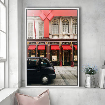 London Christmas Print Christmas Red Holiday Print London Gift For Her, Framed Canvas Prints Wall Art
