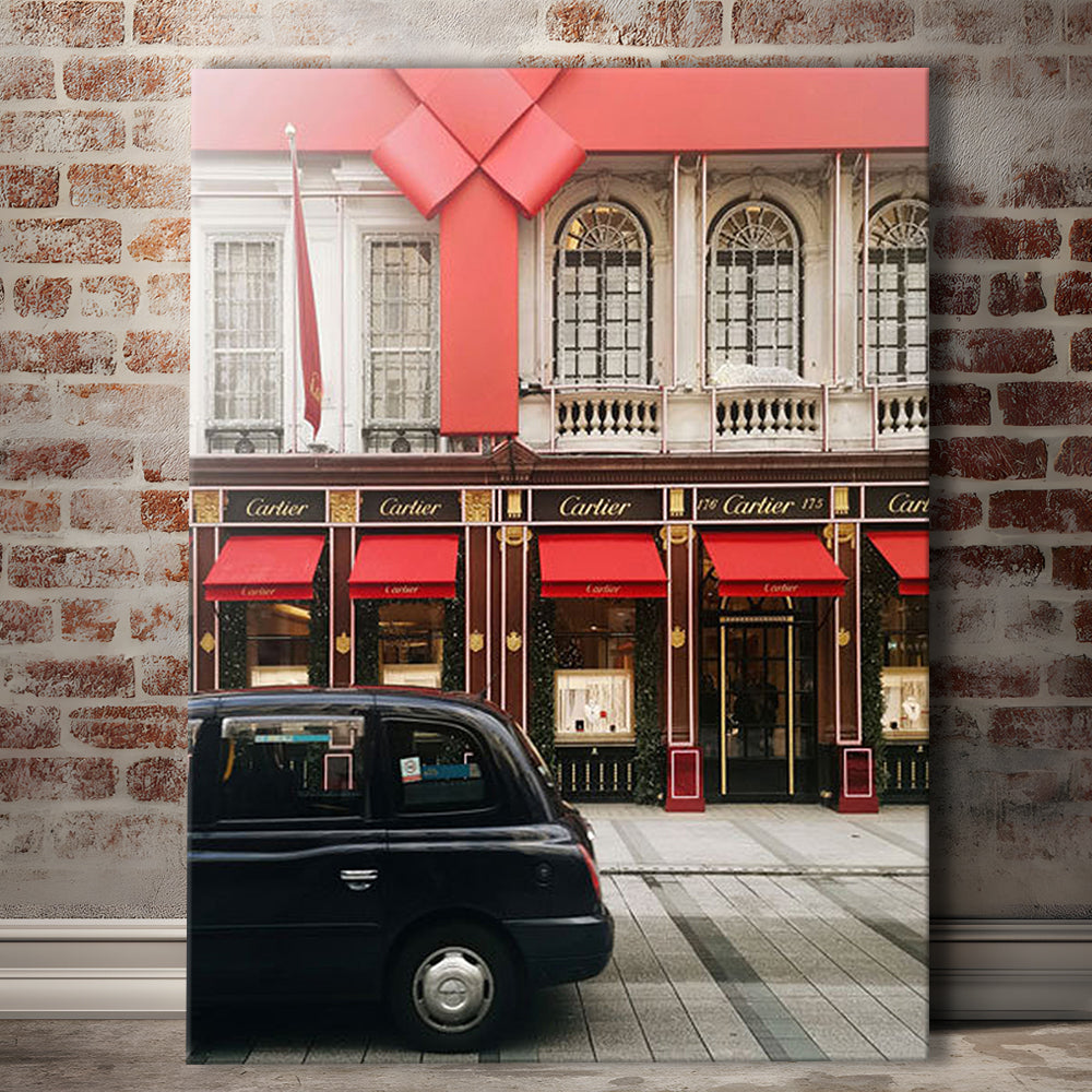 London Christmas Print Christmas Red Holiday Print London Gift For Her, Canvas Prints Wall Art
