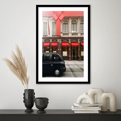 London Christmas Print Christmas Red Holiday Print London Gift For Her, Framed Art Prints White Border Wall Decor
