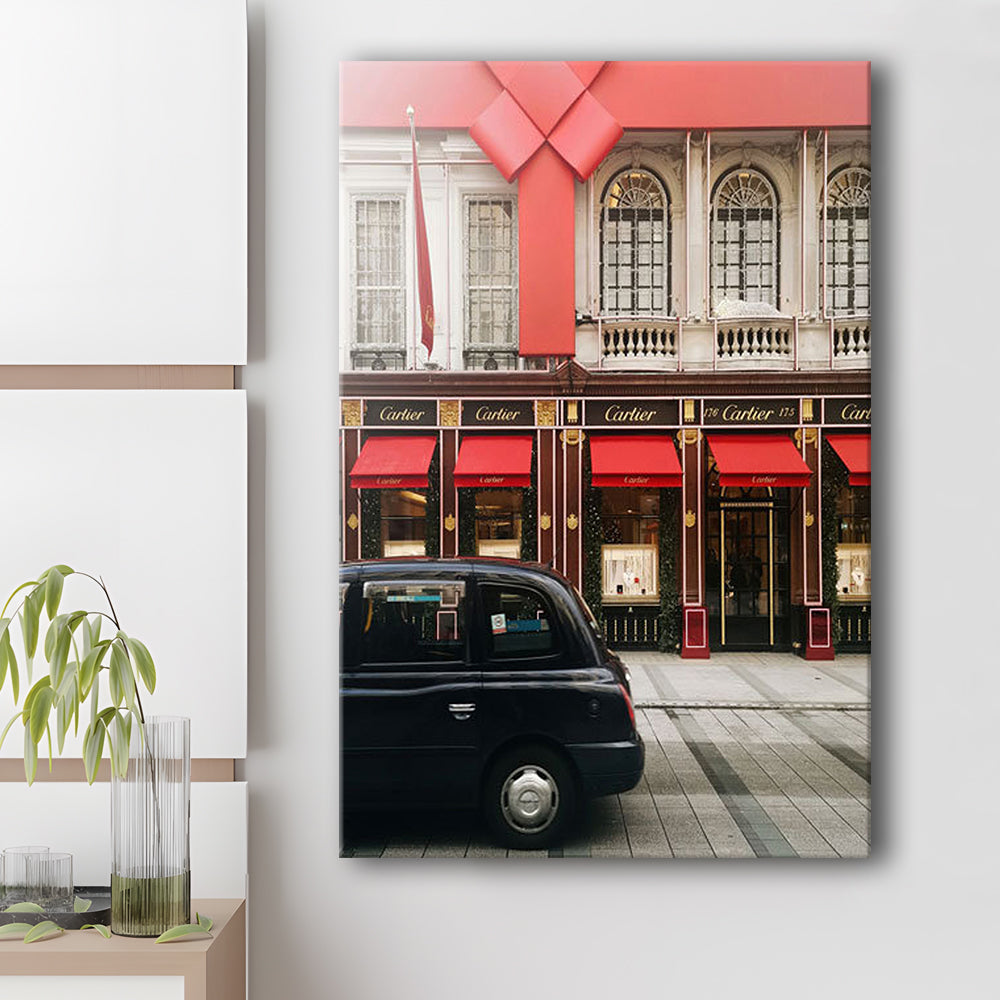 London Christmas Print Christmas Red Holiday Print London Gift For Her, Canvas Prints Wall Art