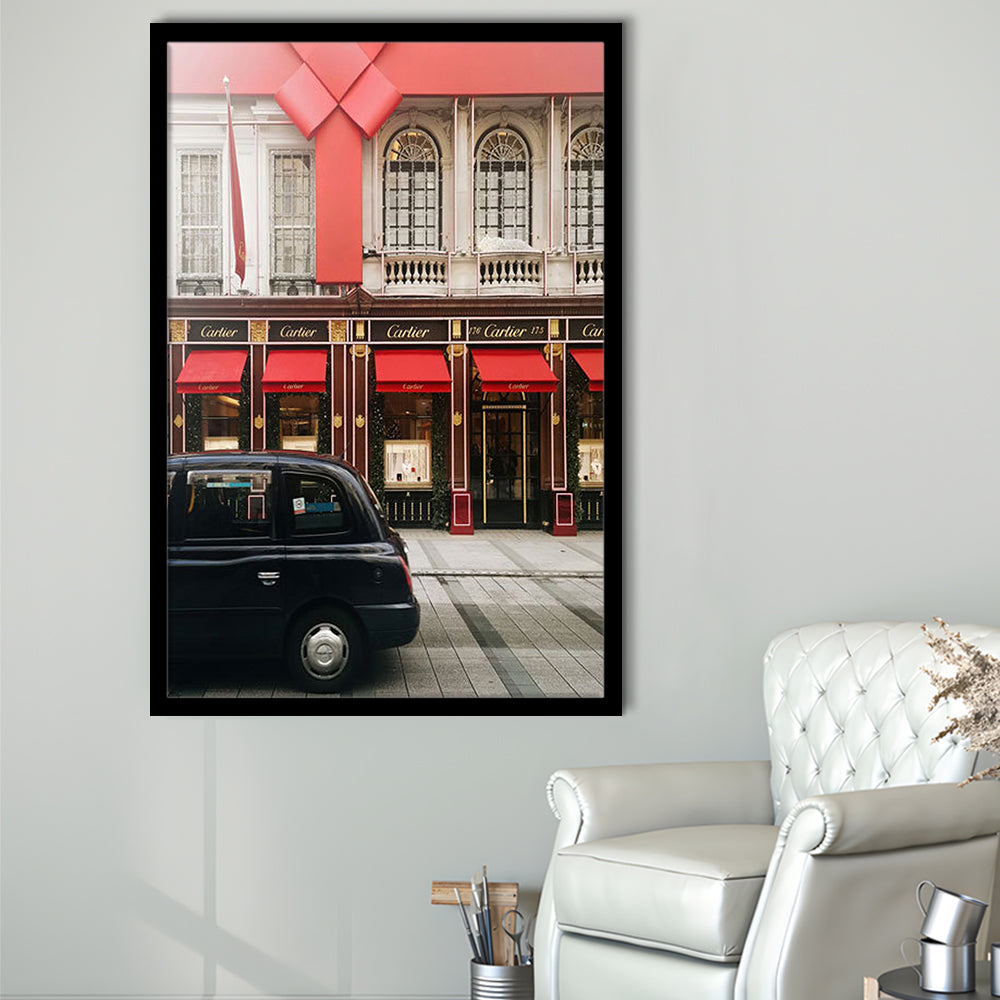 London Christmas Print Christmas Red Holiday Print London Gift For Her, Framed Art Prints Wall Decor