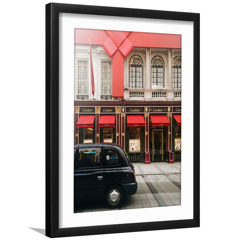 London Christmas Print Christmas Red Holiday Print London Gift For Her, Framed Art Prints White Border Wall Decor