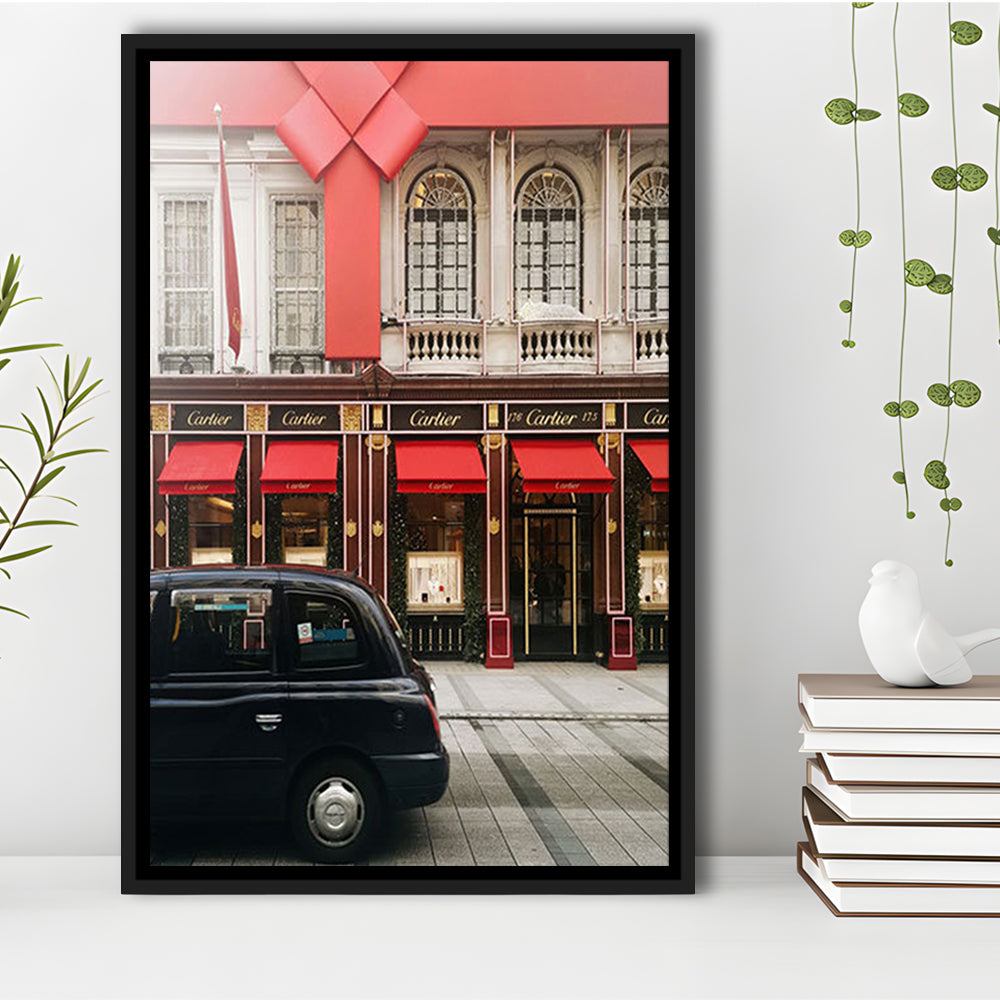 London Christmas Print Christmas Red Holiday Print London Gift For Her, Framed Canvas Prints Wall Art