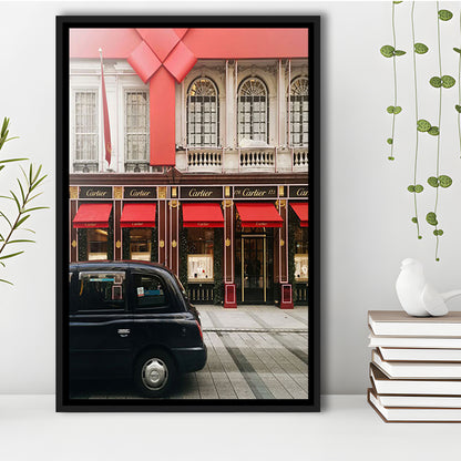 London Christmas Print Christmas Red Holiday Print London Gift For Her, Framed Canvas Prints Wall Art