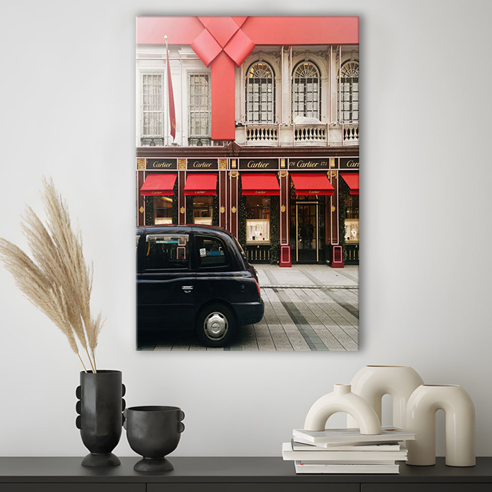 London Christmas Print Christmas Red Holiday Print London Gift For Her, Canvas Prints Wall Art