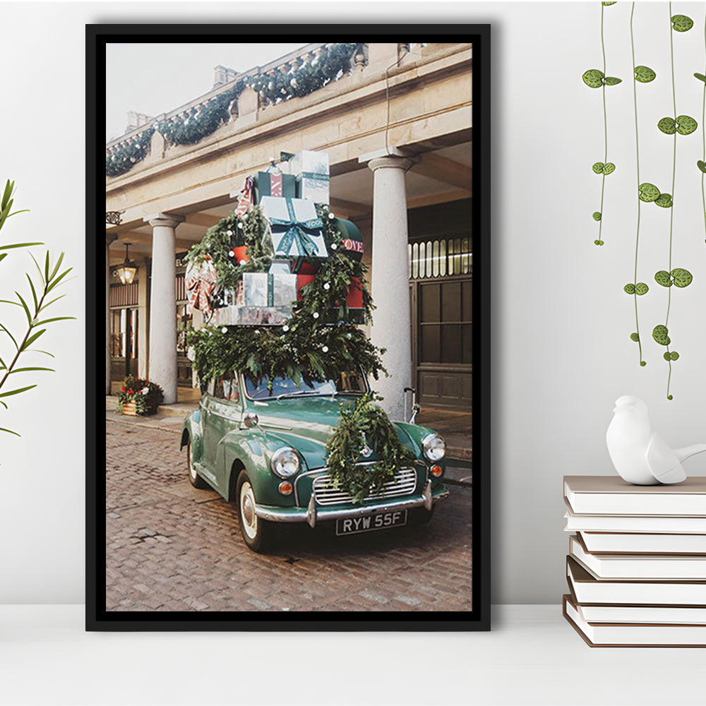 London Christmas Print Winter Art Christmas Festive Decor Holiday Sign, Framed Canvas Prints Wall Art