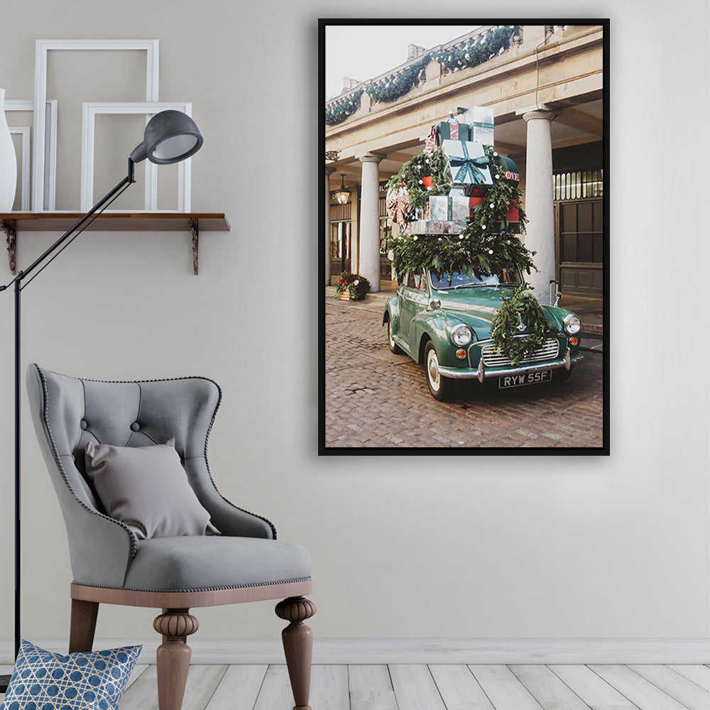London Christmas Print Winter Art Christmas Festive Decor Holiday Sign, Framed Canvas Prints Wall Art