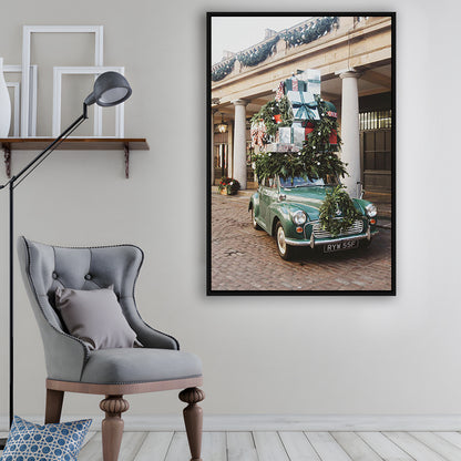 London Christmas Print Winter Art Christmas Festive Decor Holiday Sign, Framed Canvas Prints Wall Art