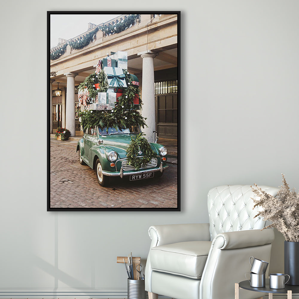 London Christmas Print Winter Art Christmas Festive Decor Holiday Sign, Framed Canvas Prints Wall Art