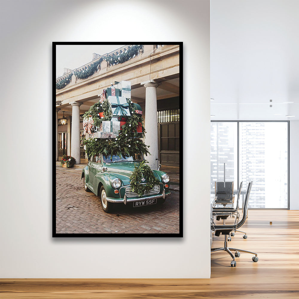 London Christmas Print Winter Art Christmas Festive Decor Holiday Sign, Framed Art Prints Wall Decor