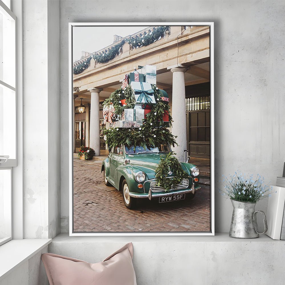 London Christmas Print Winter Art Christmas Festive Decor Holiday Sign, Framed Canvas Prints Wall Art