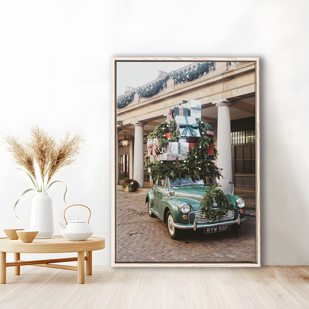 London Christmas Print Winter Art Christmas Festive Decor Holiday Sign, Framed Canvas Prints Wall Art