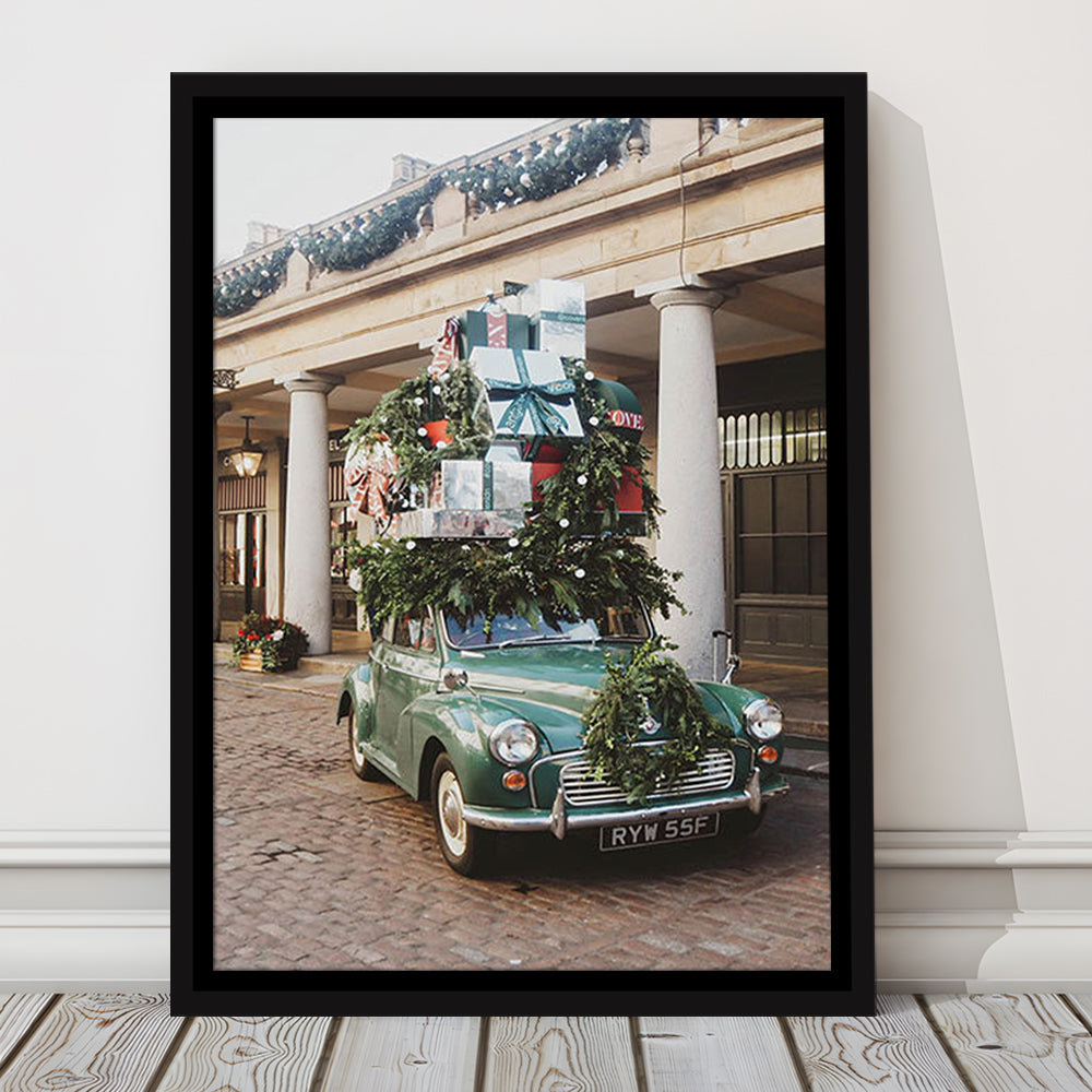 London Christmas Print Winter Art Christmas Festive Decor Holiday Sign, Framed Canvas Prints Wall Art