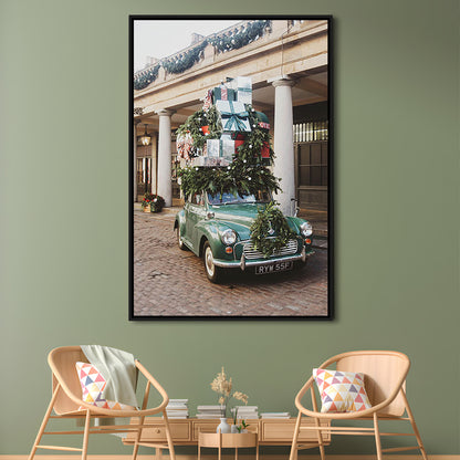 London Christmas Print Winter Art Christmas Festive Decor Holiday Sign, Framed Canvas Prints Wall Art