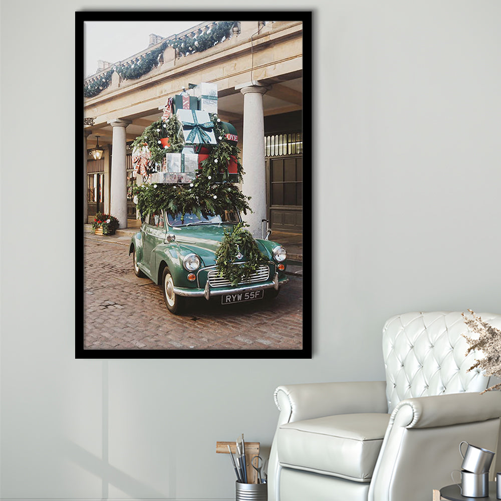 London Christmas Print Winter Art Christmas Festive Decor Holiday Sign, Framed Art Prints Wall Decor