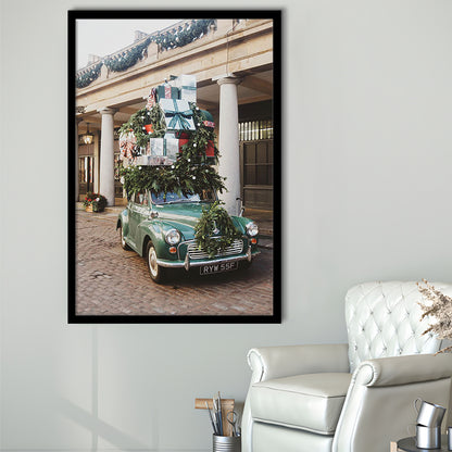 London Christmas Print Winter Art Christmas Festive Decor Holiday Sign, Framed Art Prints Wall Decor
