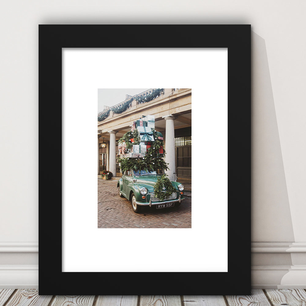 London Christmas Print Winter Art Christmas Festive Decor Holiday Sign, Framed Art Prints White Border Wall Decor