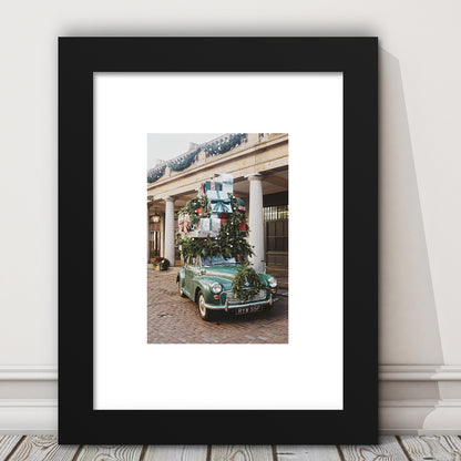 London Christmas Print Winter Art Christmas Festive Decor Holiday Sign, Framed Art Prints White Border Wall Decor