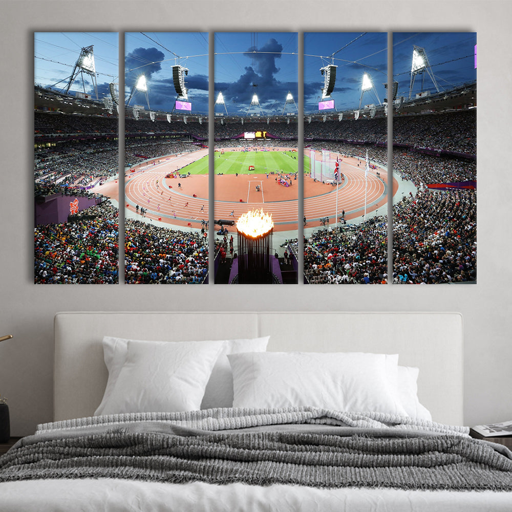 London England Olympic Stadium, Stadium Canvas, Sport Art, 5 Panel B, Extra Large Canvas, Canvas Print Wall Art