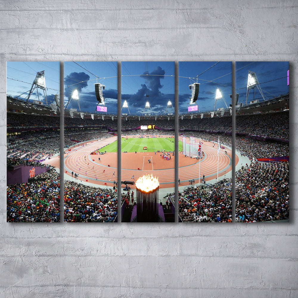 London England Olympic Stadium, Stadium Canvas, Sport Art, 5 Panel B, Extra Large Canvas, Canvas Print Wall Art