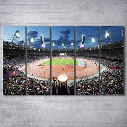 London England Olympic Stadium, Stadium Canvas, Sport Art, 5 Panel B, Extra Large Canvas, Canvas Print Wall Art