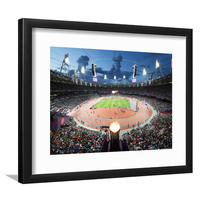 London England Olympic Stadium, Stadium Canvas, Sport Art, Gift for him, White Border Framed Art Print Wall Decor