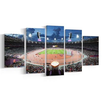 London England Olympic Stadium, Stadium Canvas, Sport Art, Gift for him, 5 Panel, Large Canvas, Canvas Print Wall Art
