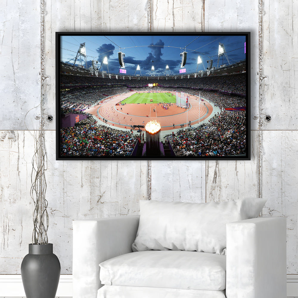 London England Olympic Stadium, Stadium Canvas, Sport Art, Framed Canvas Print Wall Art, Floating Frame