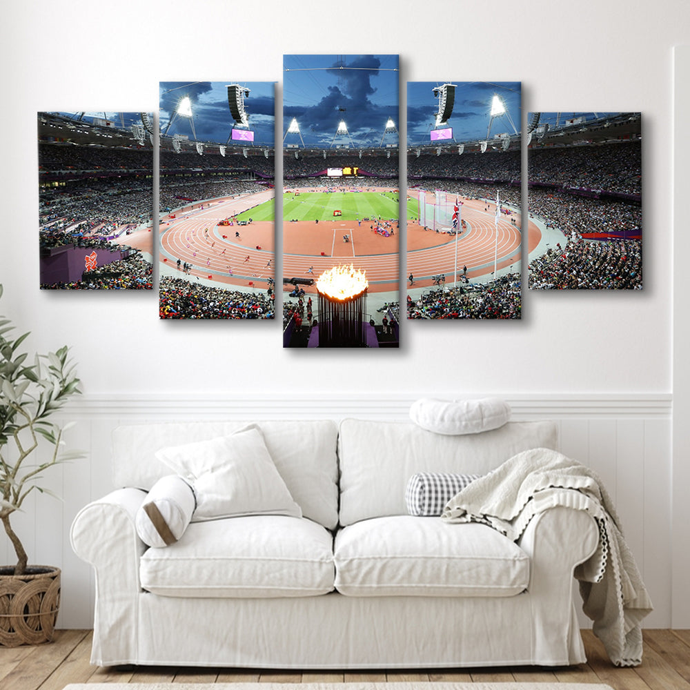 London England Olympic Stadium, Stadium Canvas, Sport Art, Gift for him, 5 Panel, Large Canvas, Canvas Print Wall Art