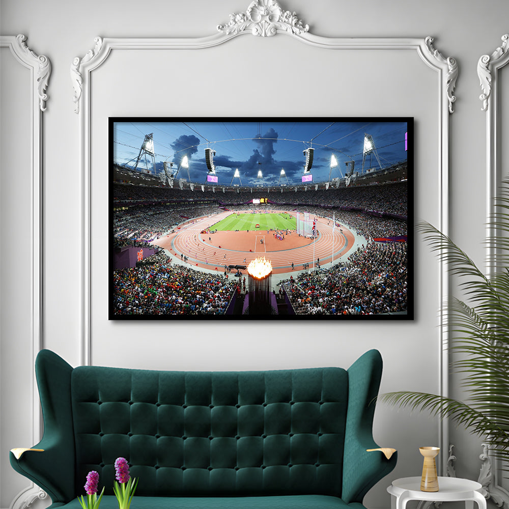 London England Olympic Stadium, Stadium Canvas, Sport Art, Gift for him, Framed Art Print Wall Decor, Picture Framed