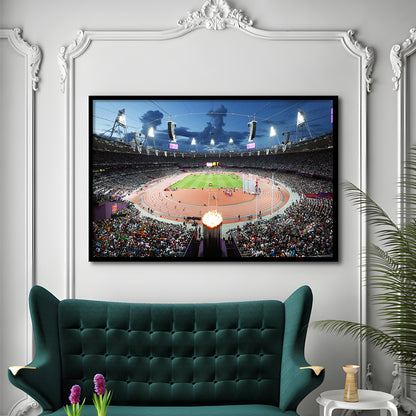 London England Olympic Stadium, Stadium Canvas, Sport Art, Gift for him, Framed Art Print Wall Decor, Picture Framed