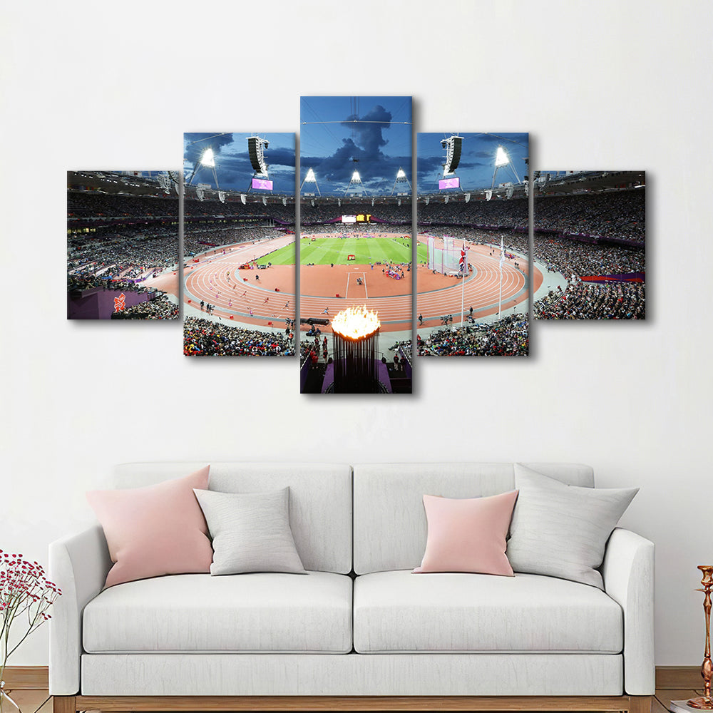 London England Olympic Stadium, Stadium Canvas, Sport Art, Gift for him, 5 Panel, Large Canvas, Canvas Print Wall Art