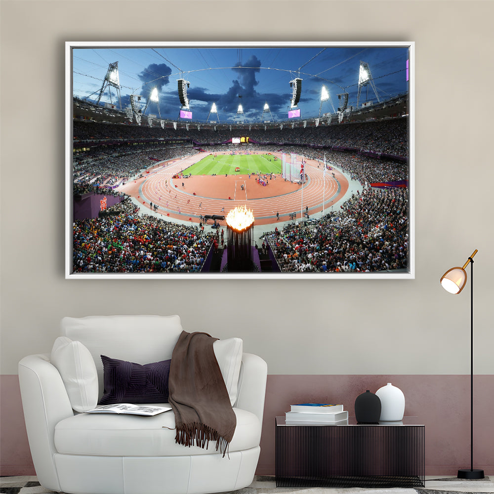 London England Olympic Stadium, Stadium Canvas, Sport Art, Framed Canvas Print Wall Art, Floating Frame