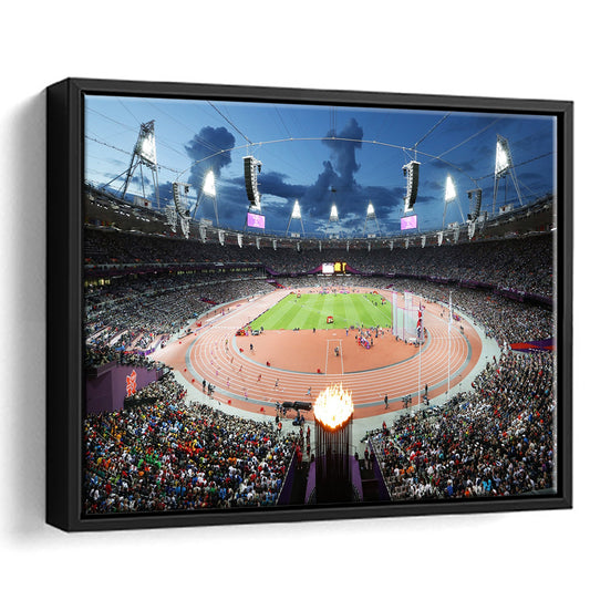 London England Olympic Stadium, Stadium Canvas, Sport Art, Framed Canvas Print Wall Art, Floating Frame
