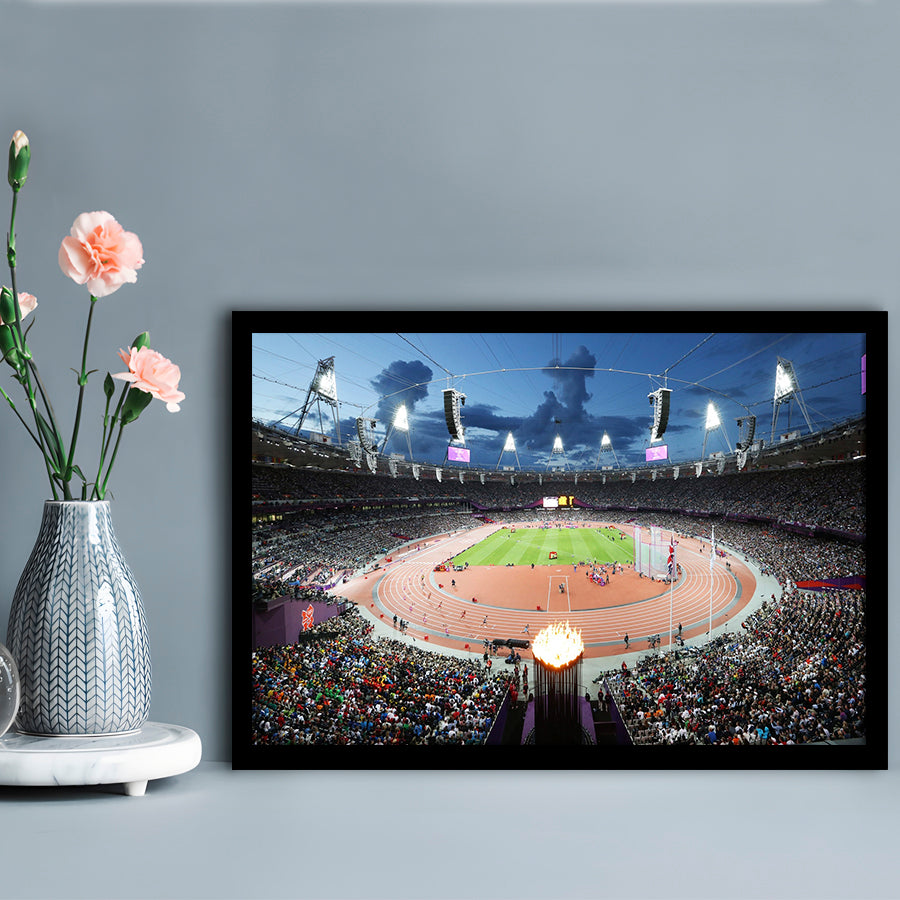 London England Olympic Stadium, Stadium Canvas, Sport Art, Gift for him, Framed Art Print Wall Decor, Picture Framed