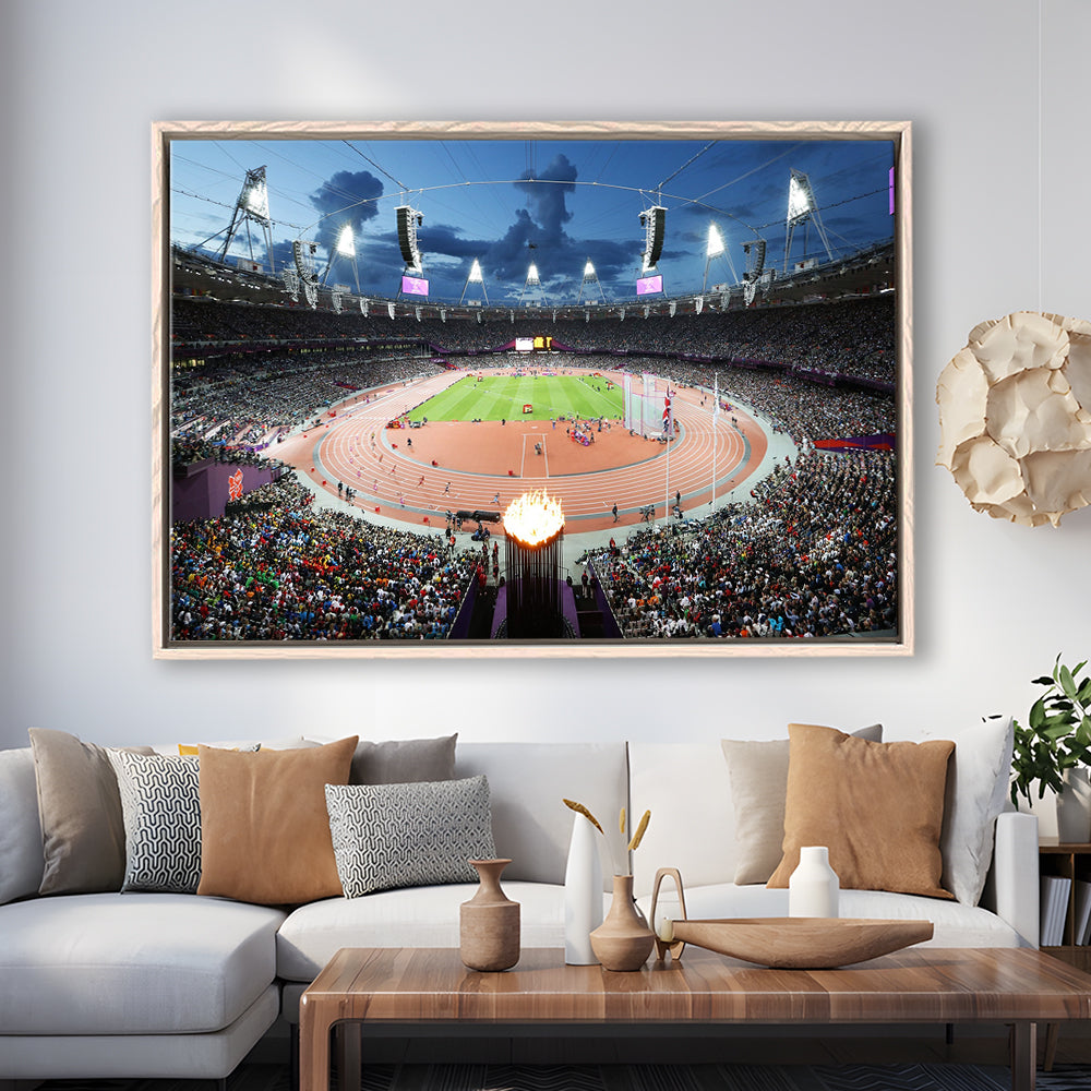 London England Olympic Stadium, Stadium Canvas, Sport Art, Framed Canvas Print Wall Art, Floating Frame