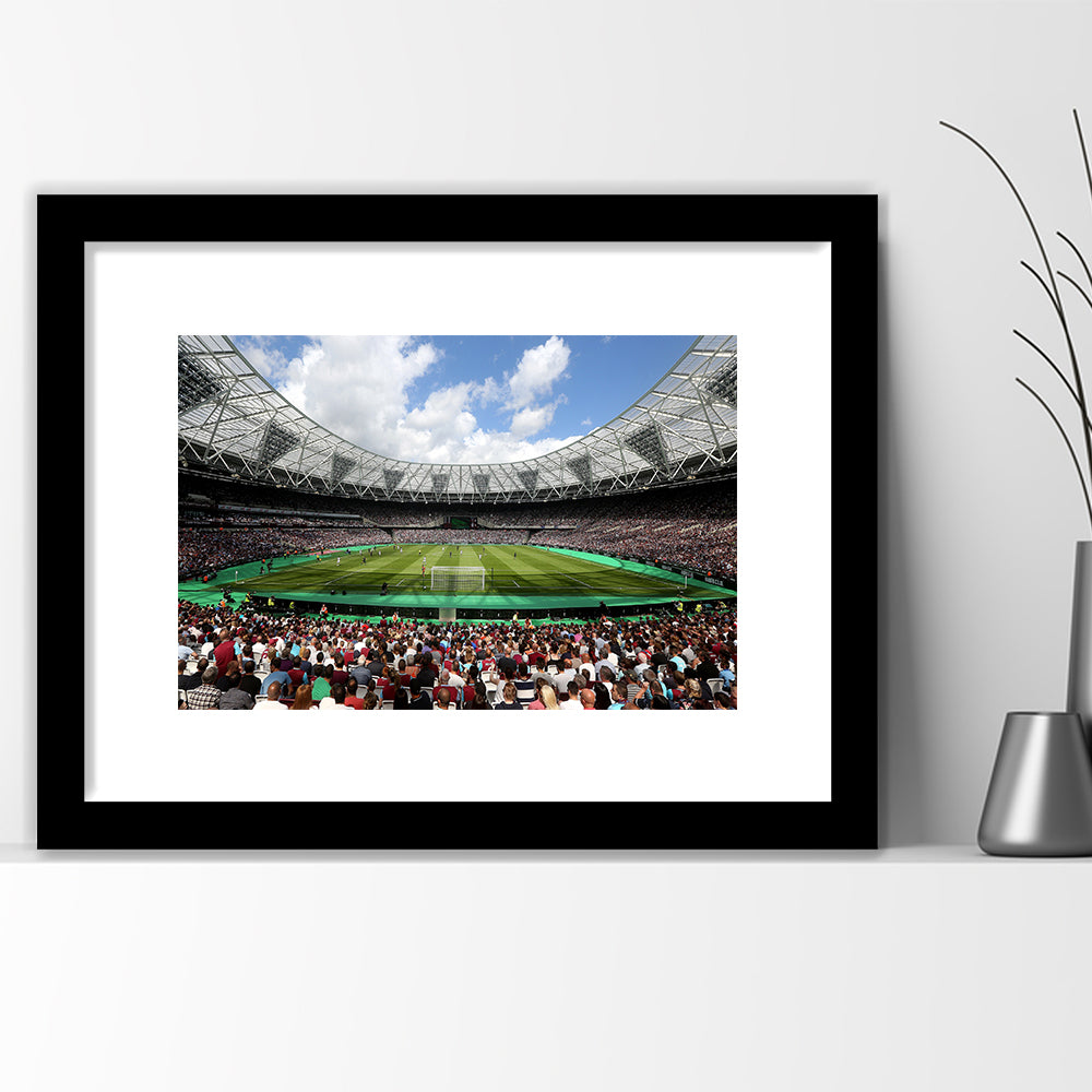London Football Stadium, Stadium Canvas, Sport Art, Gift for him, White Border Framed Art Print Wall Decor