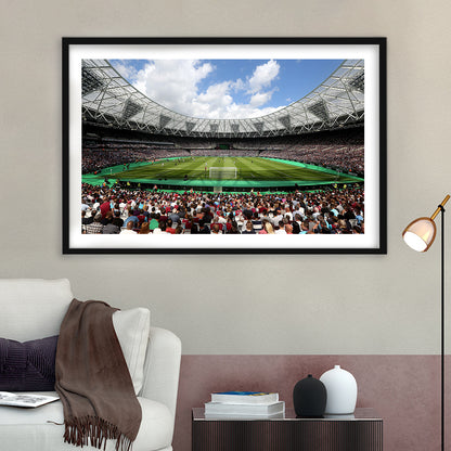 London Football Stadium, Stadium Canvas, Sport Art, Gift for him, White Border Framed Art Print Wall Decor