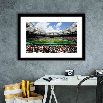 London Football Stadium, Stadium Canvas, Sport Art, Gift for him, White Border Framed Art Print Wall Decor