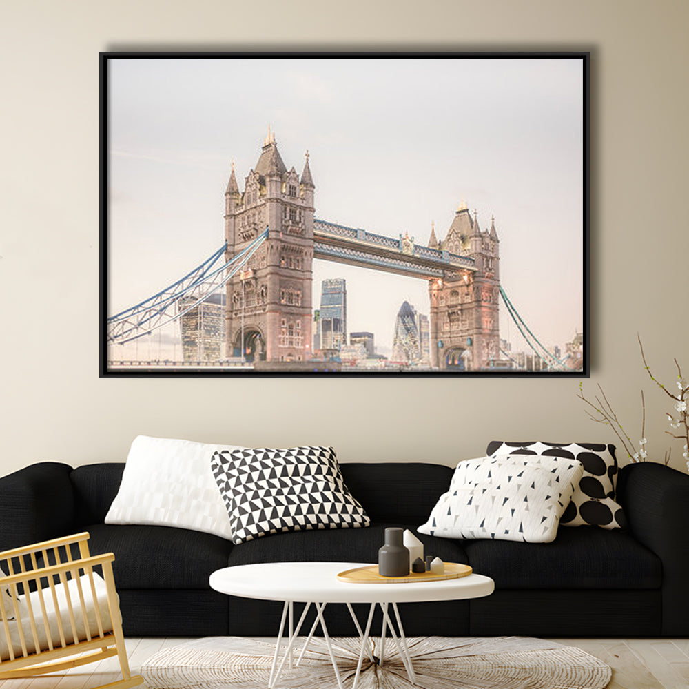 London Photography Print Tower Bridge London Wall Art, Floating Framed Canvas Print Wall Art